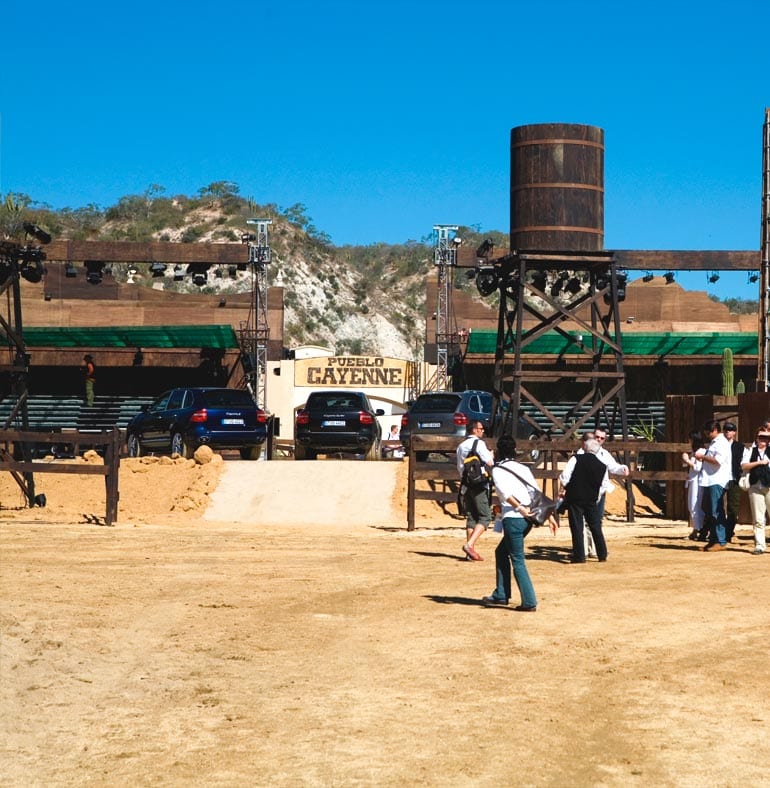 SATmexico-dmc-events-production-product-launch-los-cabos-town-entrance-porsche-cayenne