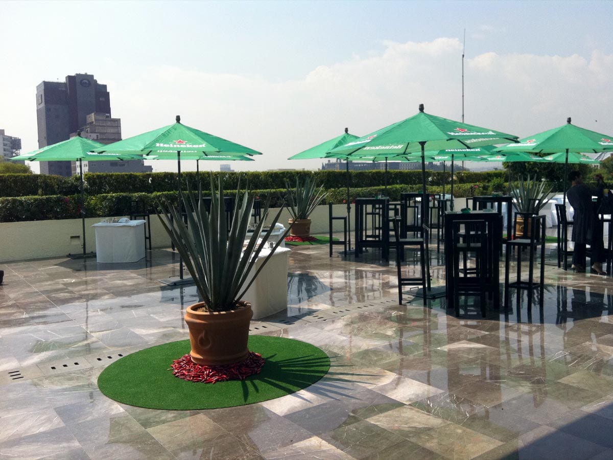 SATmexico dmc events production mexico rooftop hotel camino real set up heineken international forum